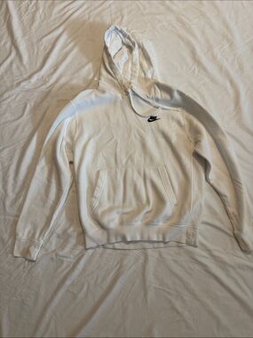 Nike White Hoodie with Black Swoosh - youth mens Pullover